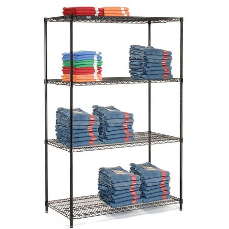 5 Tier Black Epoxy Wire Shelving Starter Unit, 42W X 21D X 63H